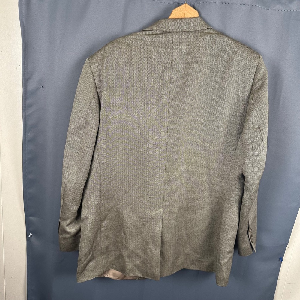 Jos. A. Bank Signature Collection 46R Blazer Tan Grey Herringbone Sport Coat - Picture 3 of 12